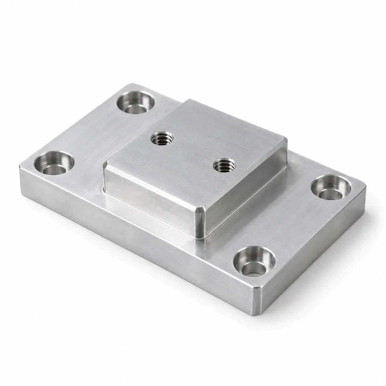 Battery module mounting block — Aluminium, stepped, counterbored and tapped holes