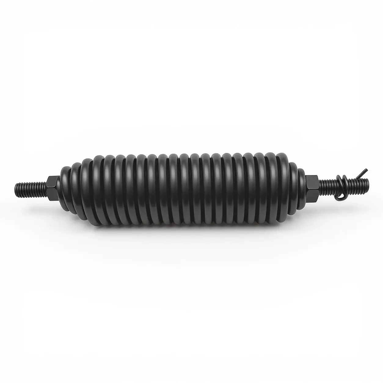 Extension spring — Black-coated extension spring with hooked ends