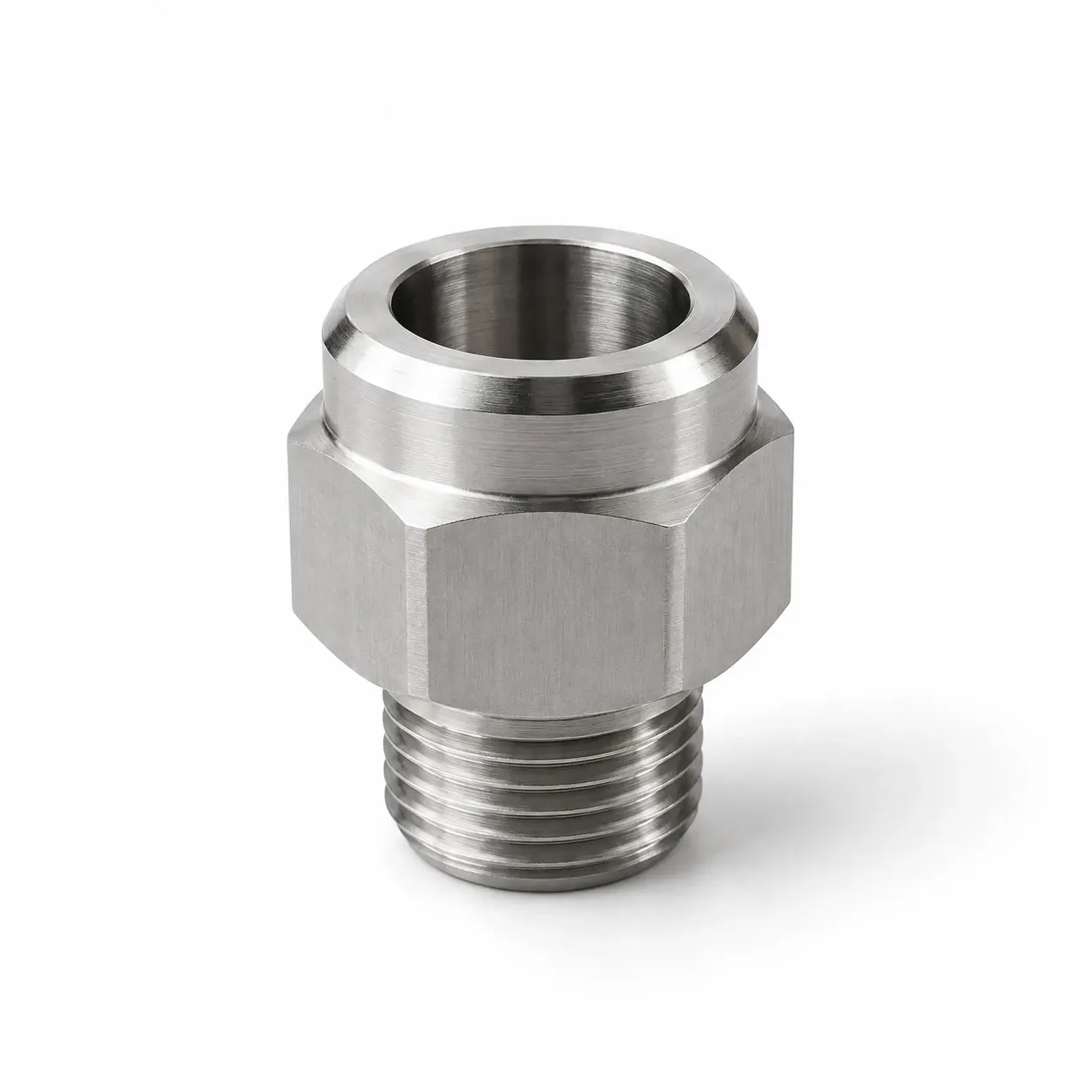 Cable entry adapter — Stainless steel and brass, hexagonal body
