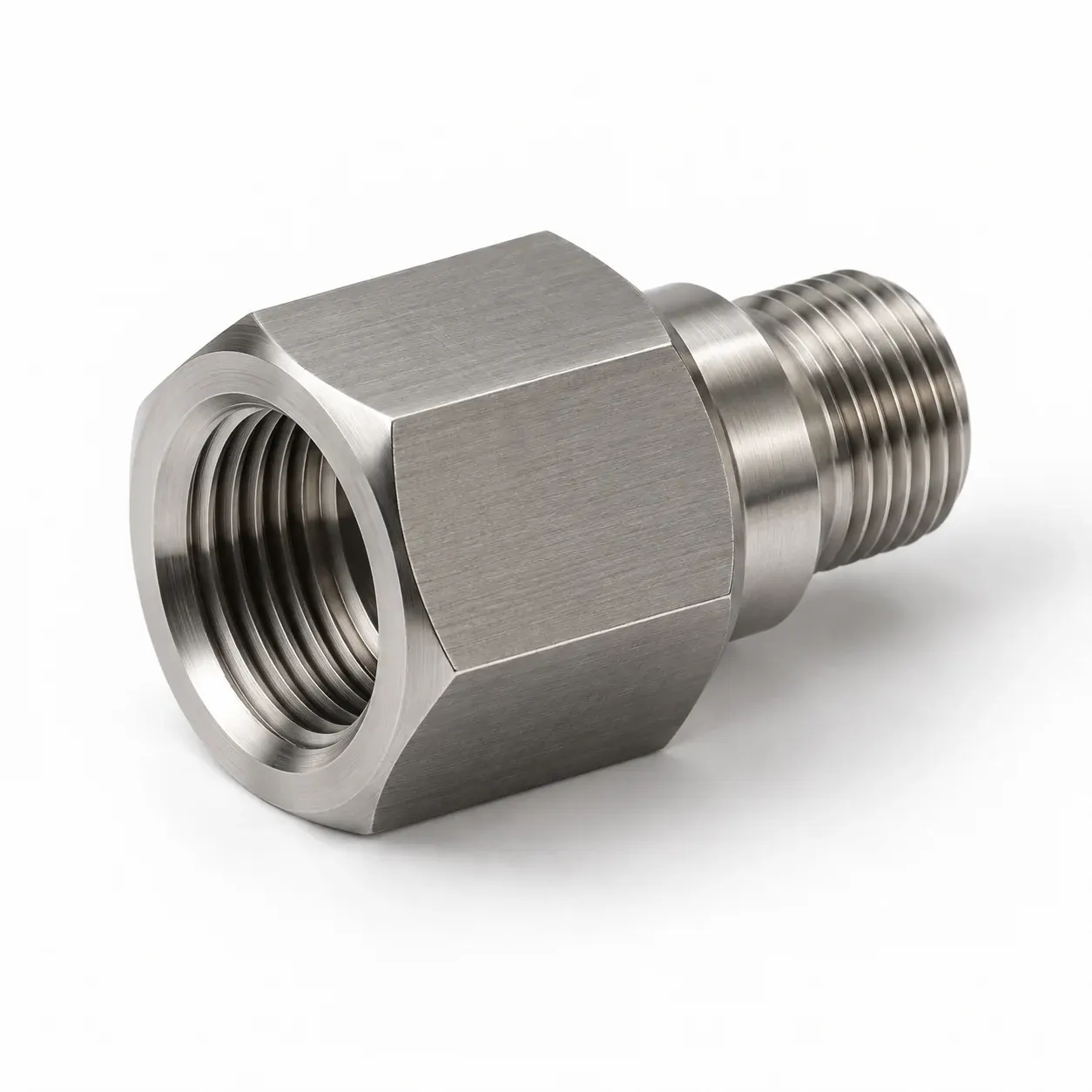 Connector adapter — Stainless steel, threaded reducer