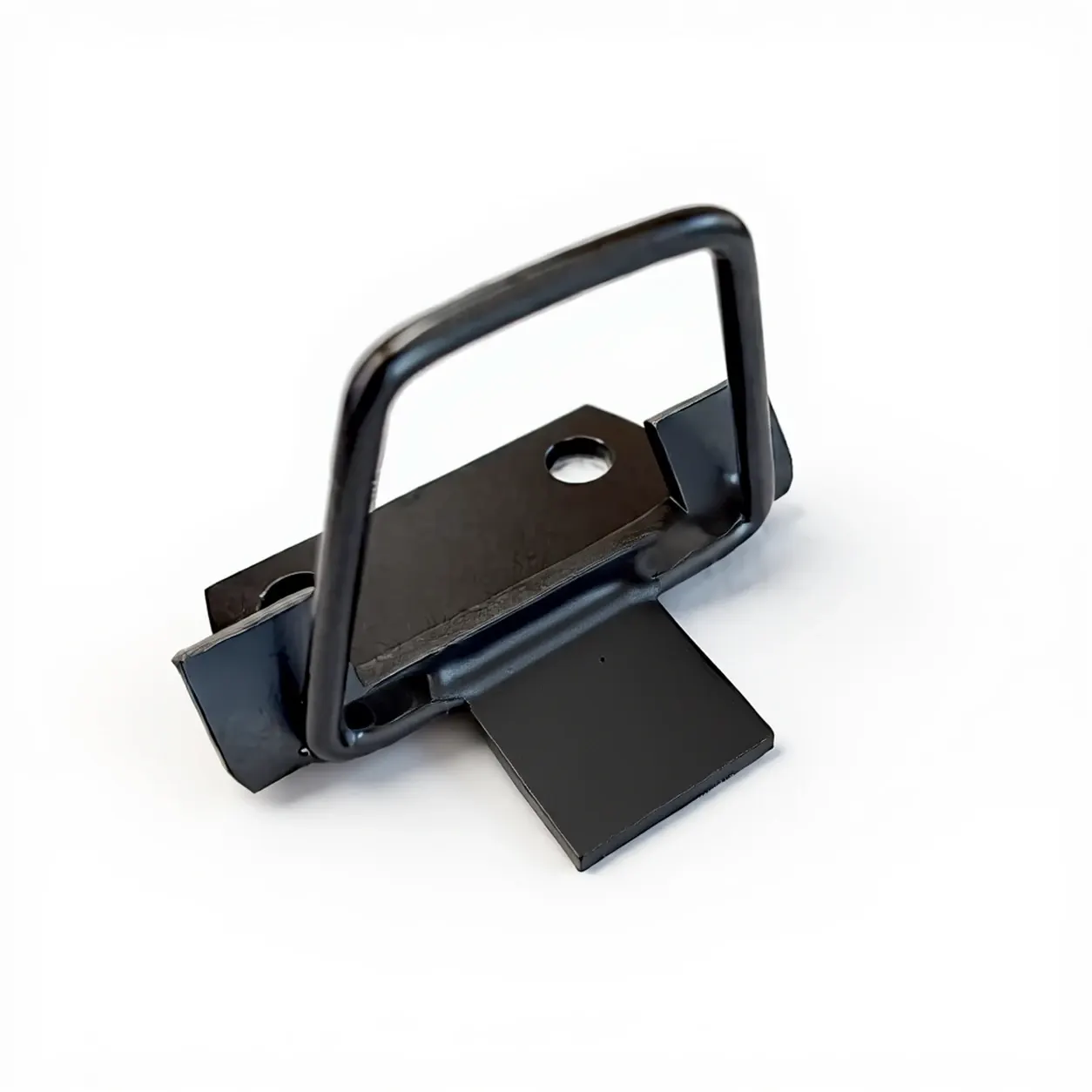 Connecting bracket with handle — Black-coated aluminium, base plate and curved handle