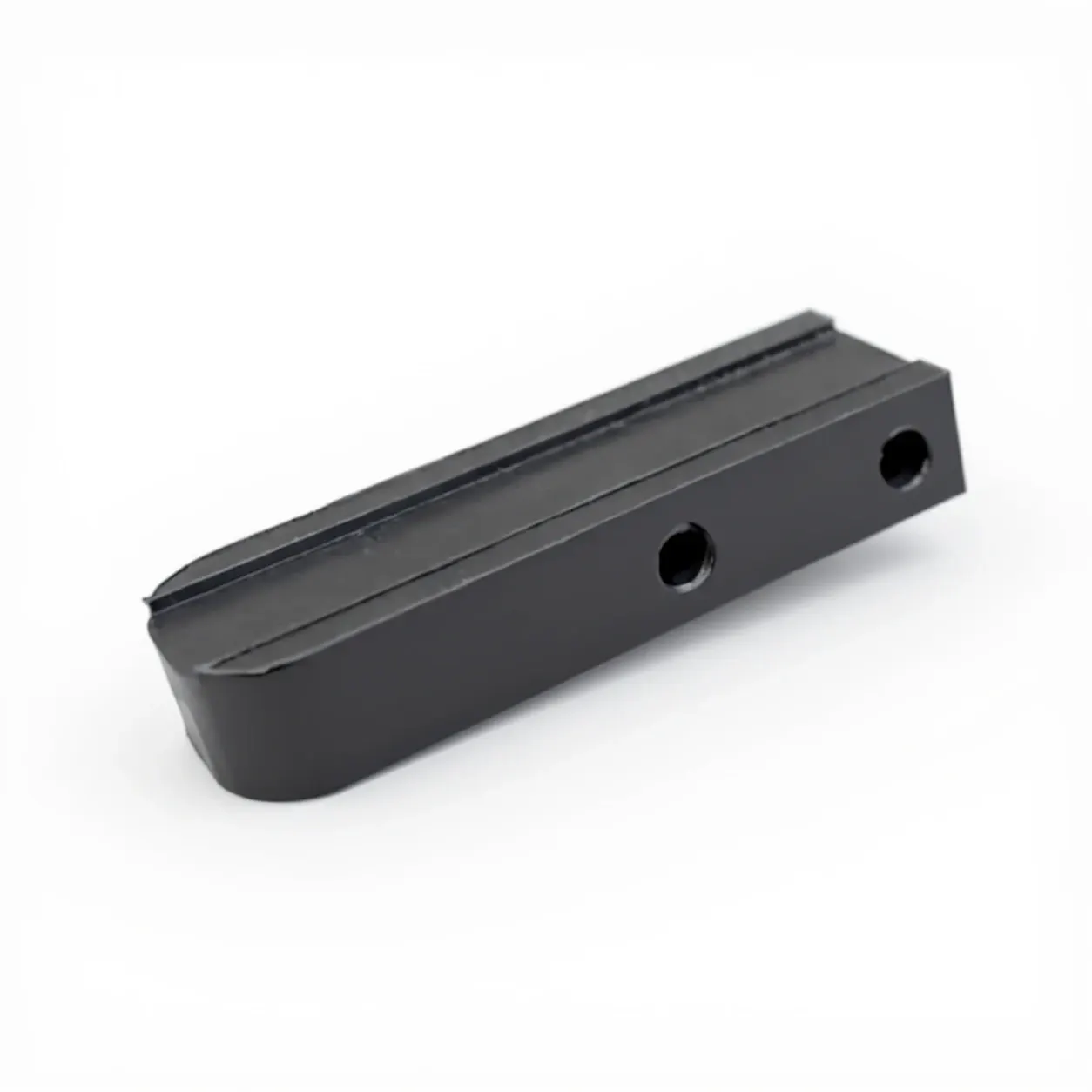 Rail block — Black-coated aluminium, grooved profile, two connection holes