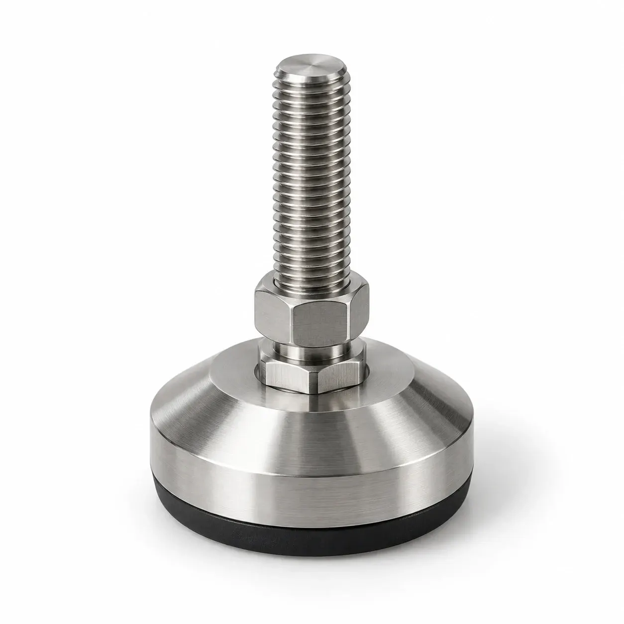 Levelling foot components — Stainless steel, threaded spindle and base
