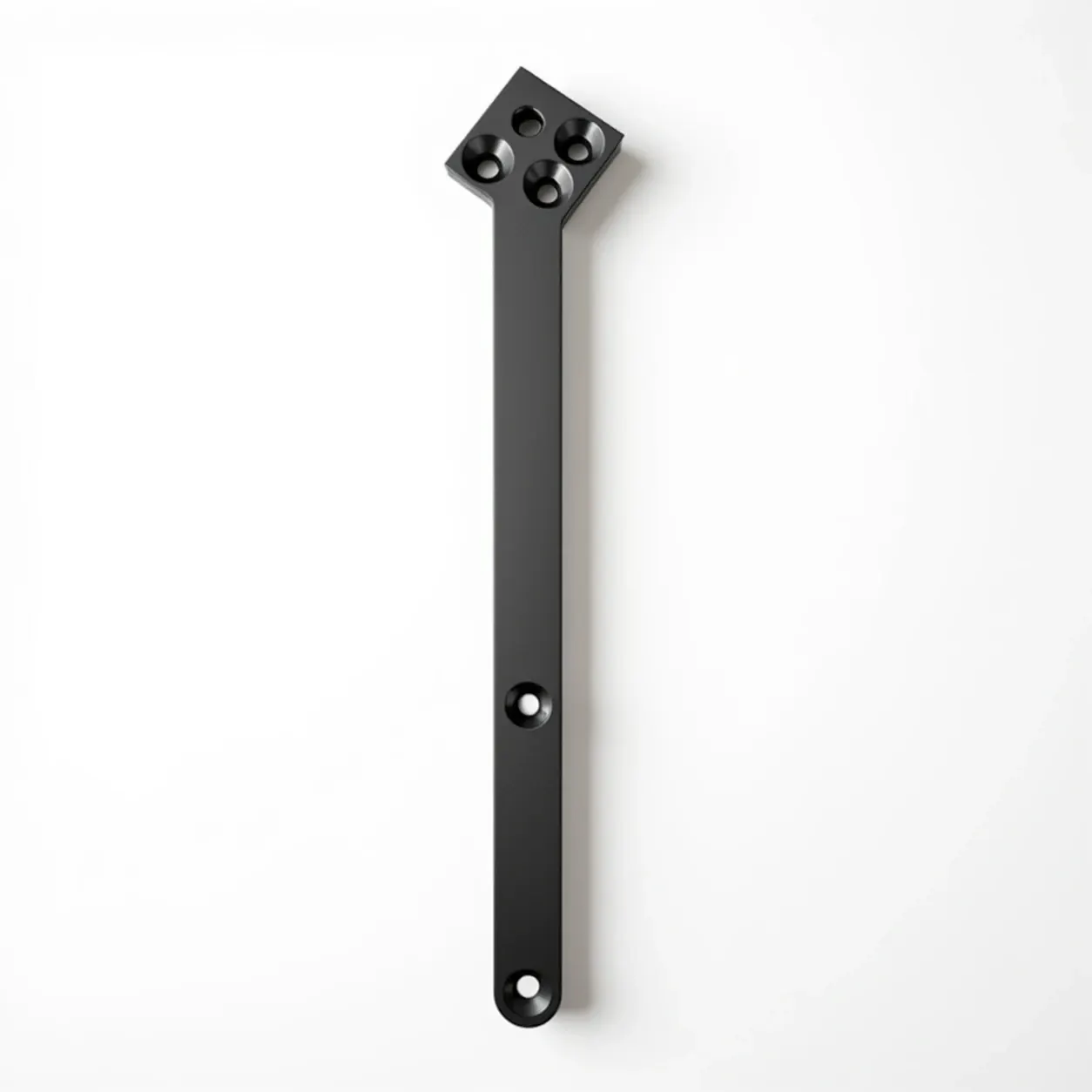 Long connecting bar — Black-coated aluminium, slim long bar, multi-hole connection end